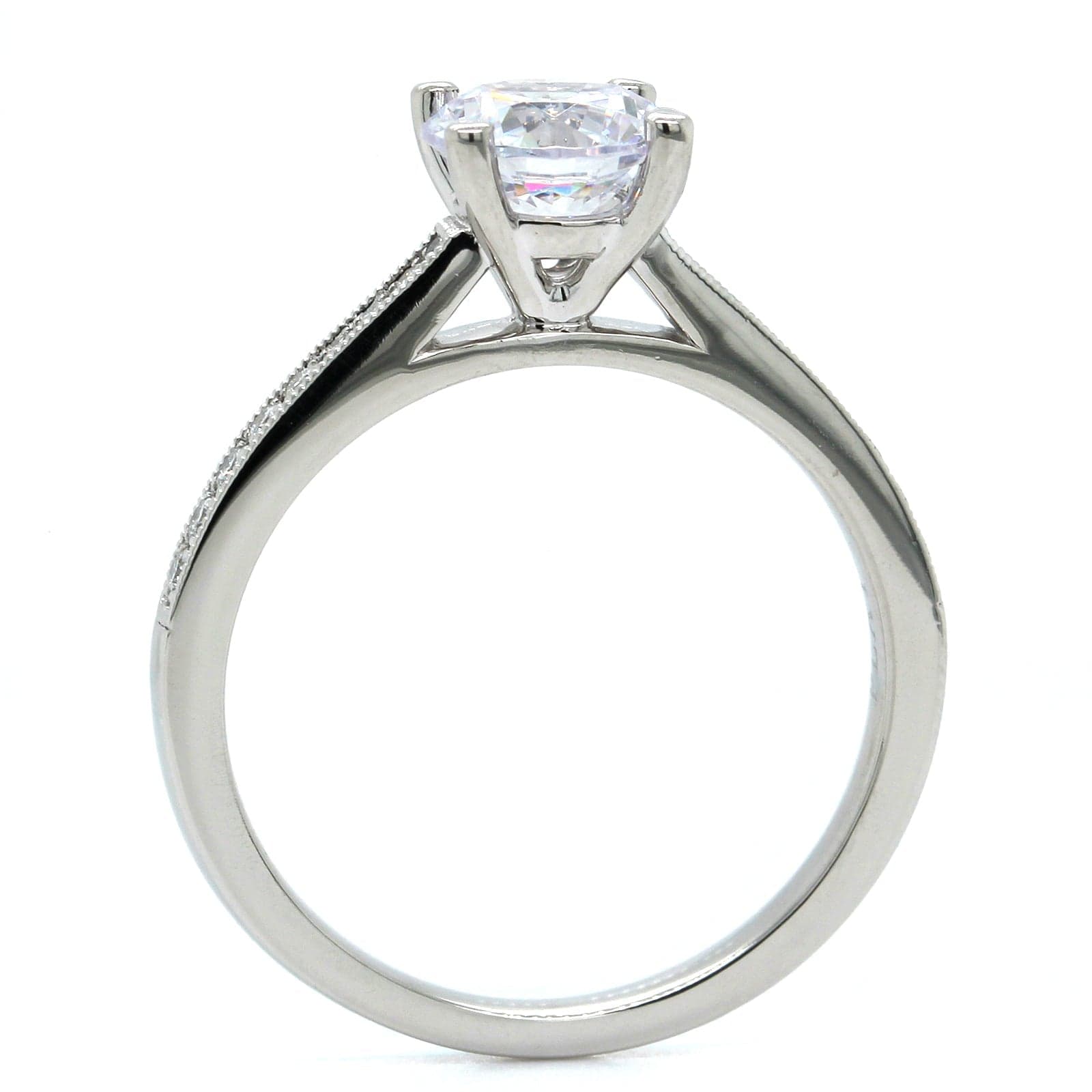 Platinum Bead Set Milgrain Diamond Engagement Ring Setting, Long's Jewelers