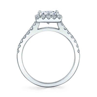 18K White Gold Square Diamond Halo Engagement Ring Setting