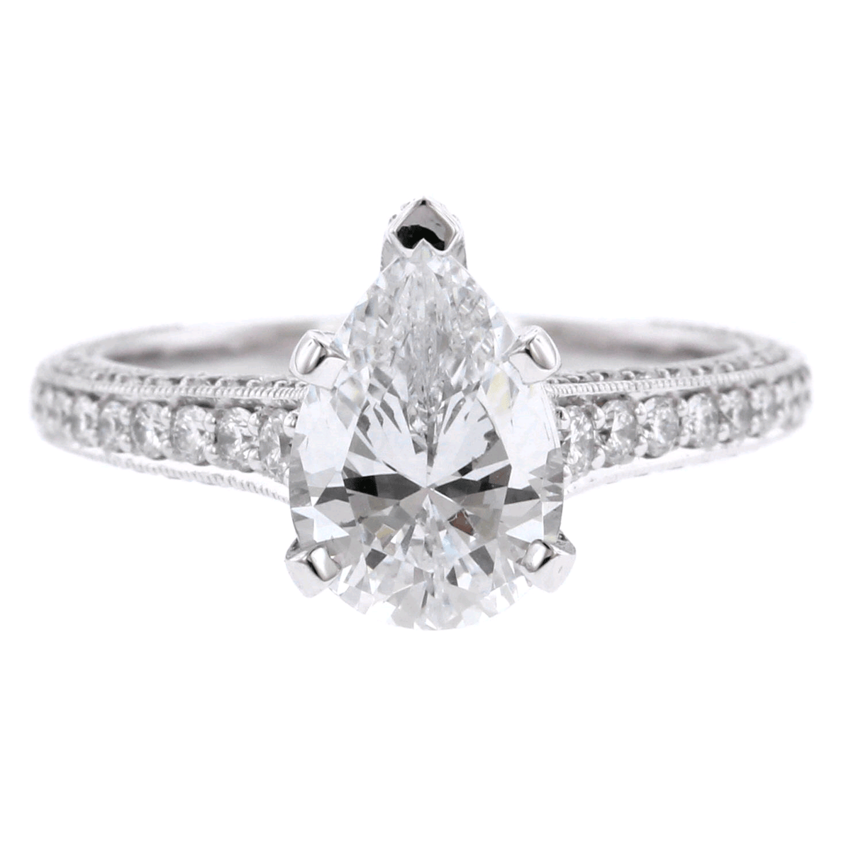 Platinum Pear Shaped Classic Engagement Ring Setting