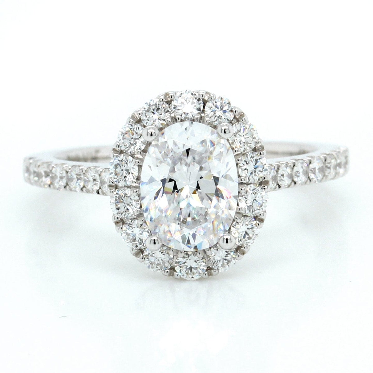 18K White Gold Oval Halo Engagement Ring
