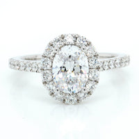 18K White Gold Oval Halo Engagement Ring