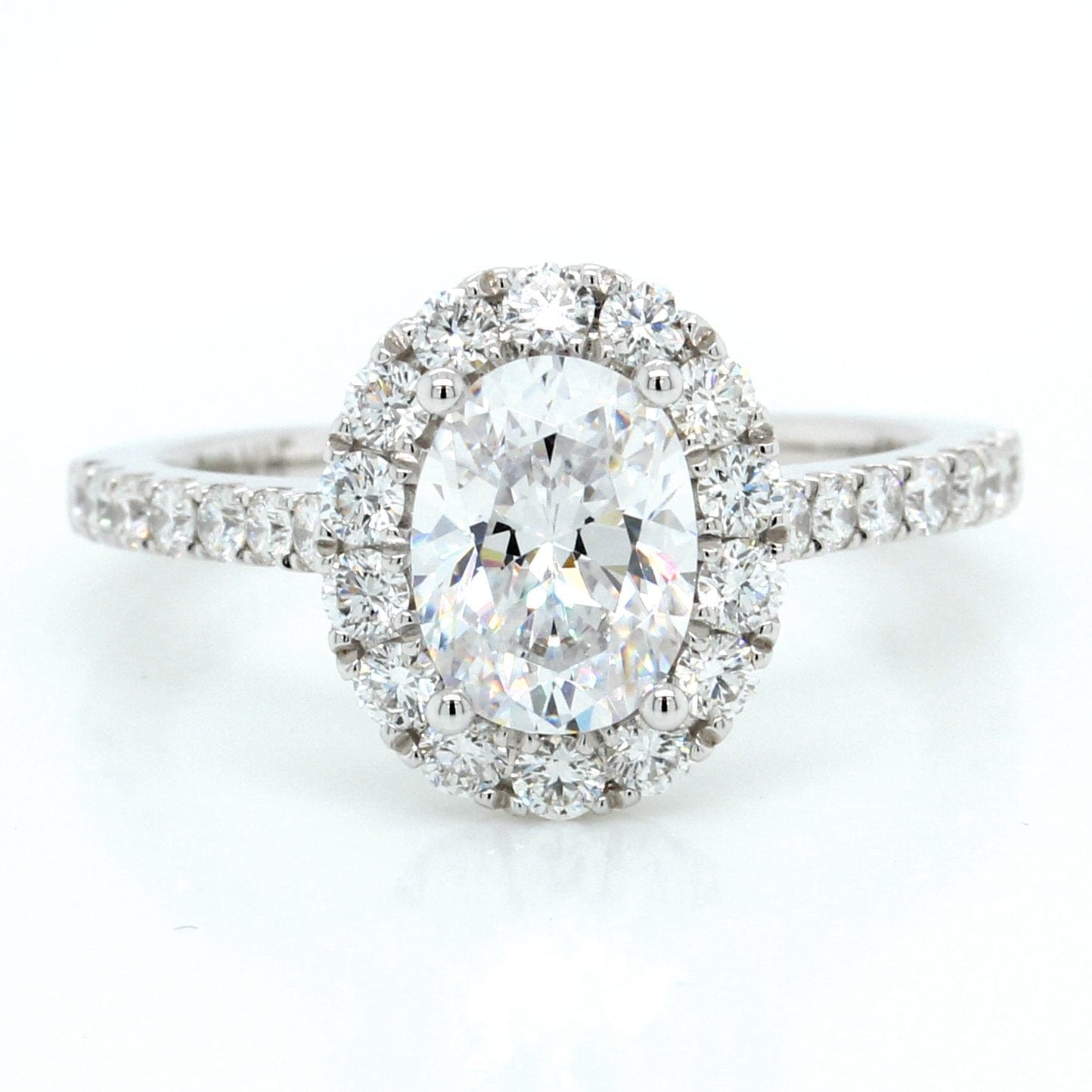 18K White Gold Oval Halo Engagement Ring