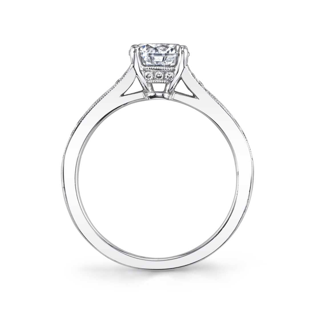 18K White Gold Vintage Style Engagement Ring Setting