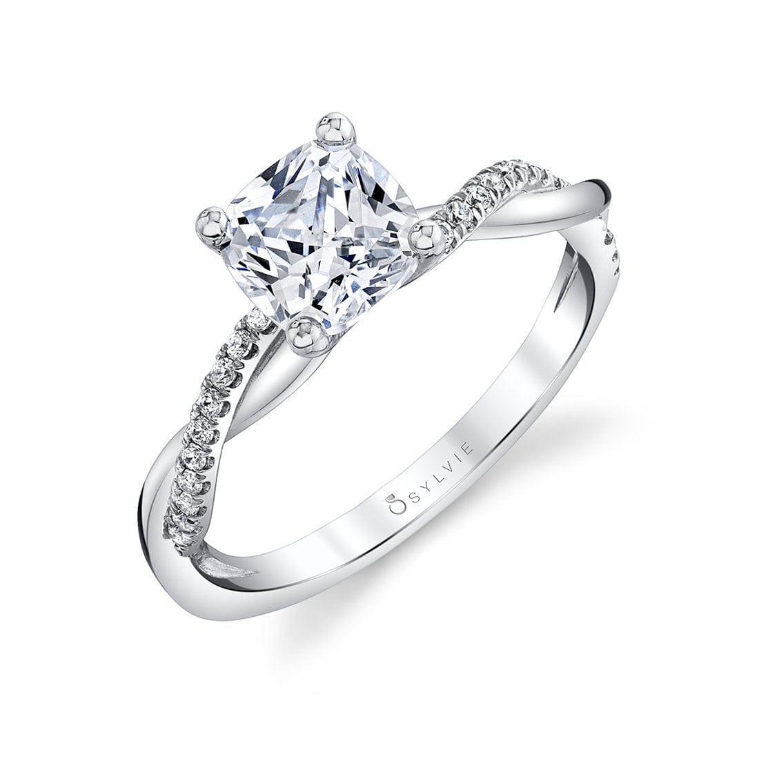 18K White Gold Diamond Twist Engagement Ring Setting