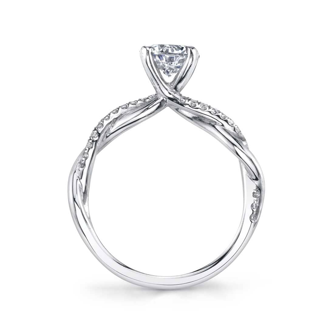 18K White Gold Diamond Twist Engagement Ring Setting