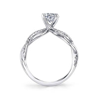 18K White Gold Diamond Twist Engagement Ring Setting