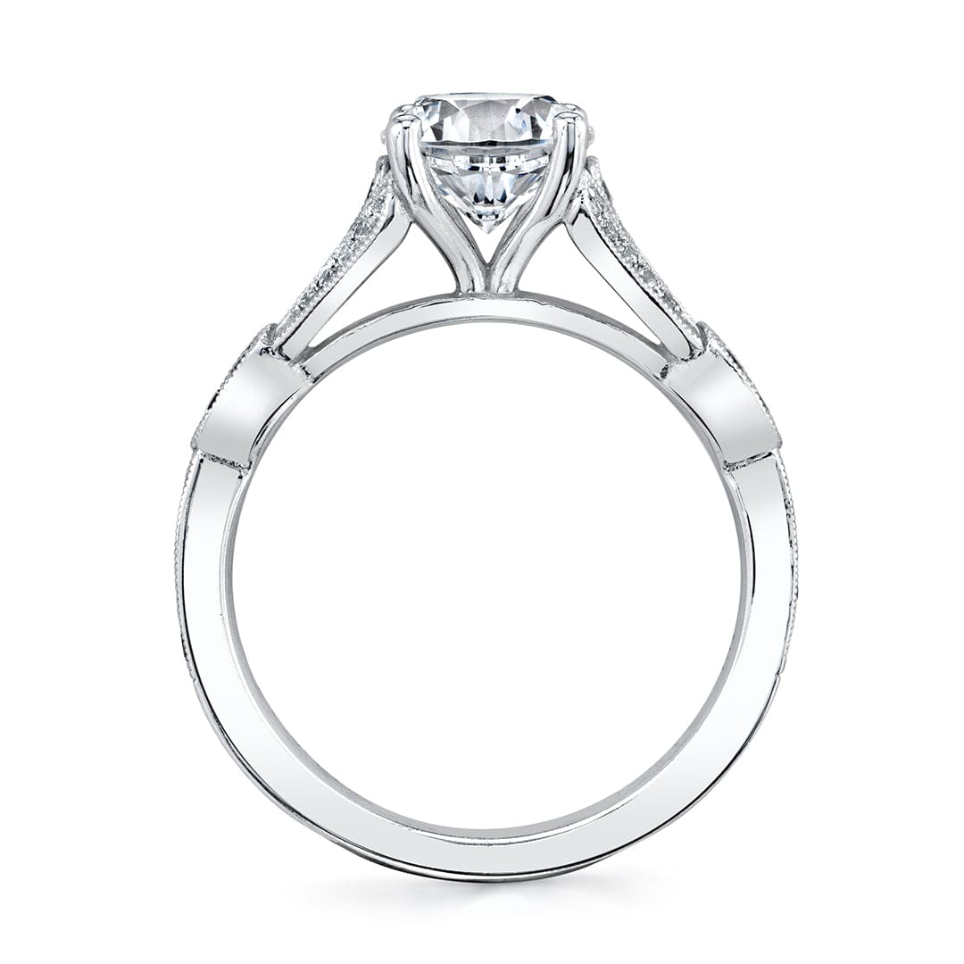 18K White Gold Vintage Milgrain Engagement Ring Setting