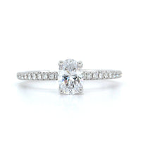 18K White Gold Oval Engagement Ring Setting