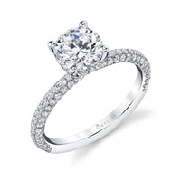 18K White Gold 4 Prong Diamond Engagement Ring Setting