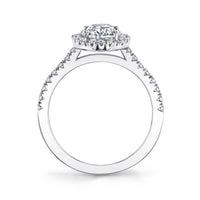 18K White Gold Oval Flower Diamond Halo Engagement Ring Setting