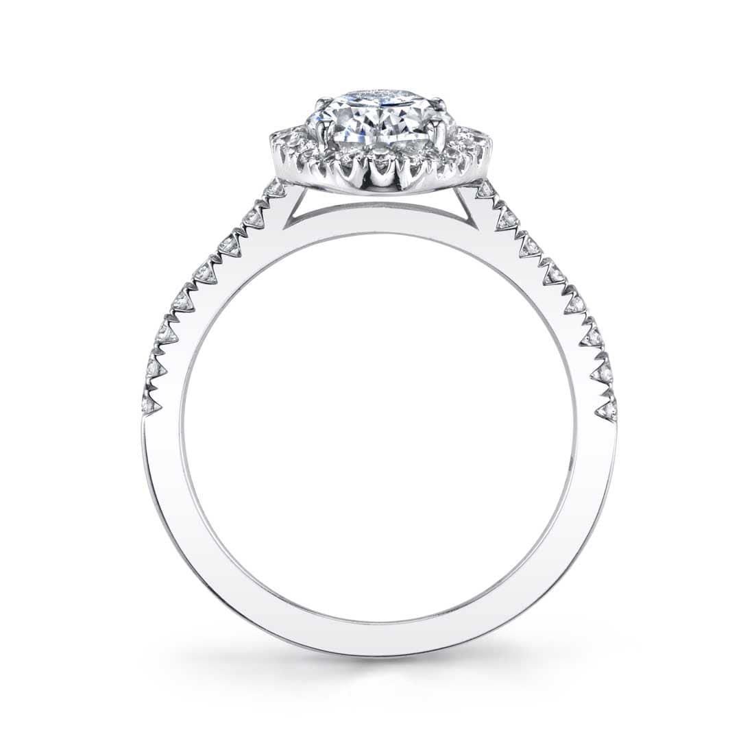 18K White Gold Oval Flower Diamond Halo Engagement Ring Setting