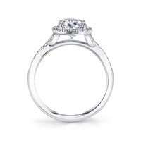 18K White Gold Oval Diamond Halo Engagement Ring Setting