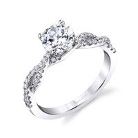 18K White Gold Diamond Twist Engagement Ring Setting