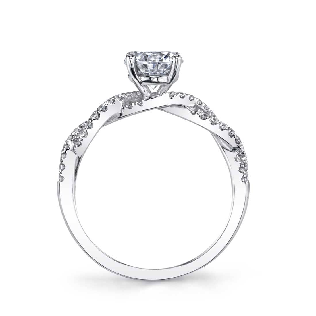 18K White Gold Diamond Twist Engagement Ring Setting