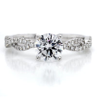 18K White Gold Twisted Diamond Pave Engagement Ring