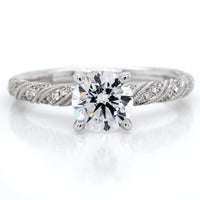 18K White Gold Ribbon Pave Engagement Ring