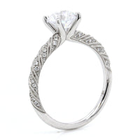 18K White Gold Ribbon Pave Engagement Ring Setting