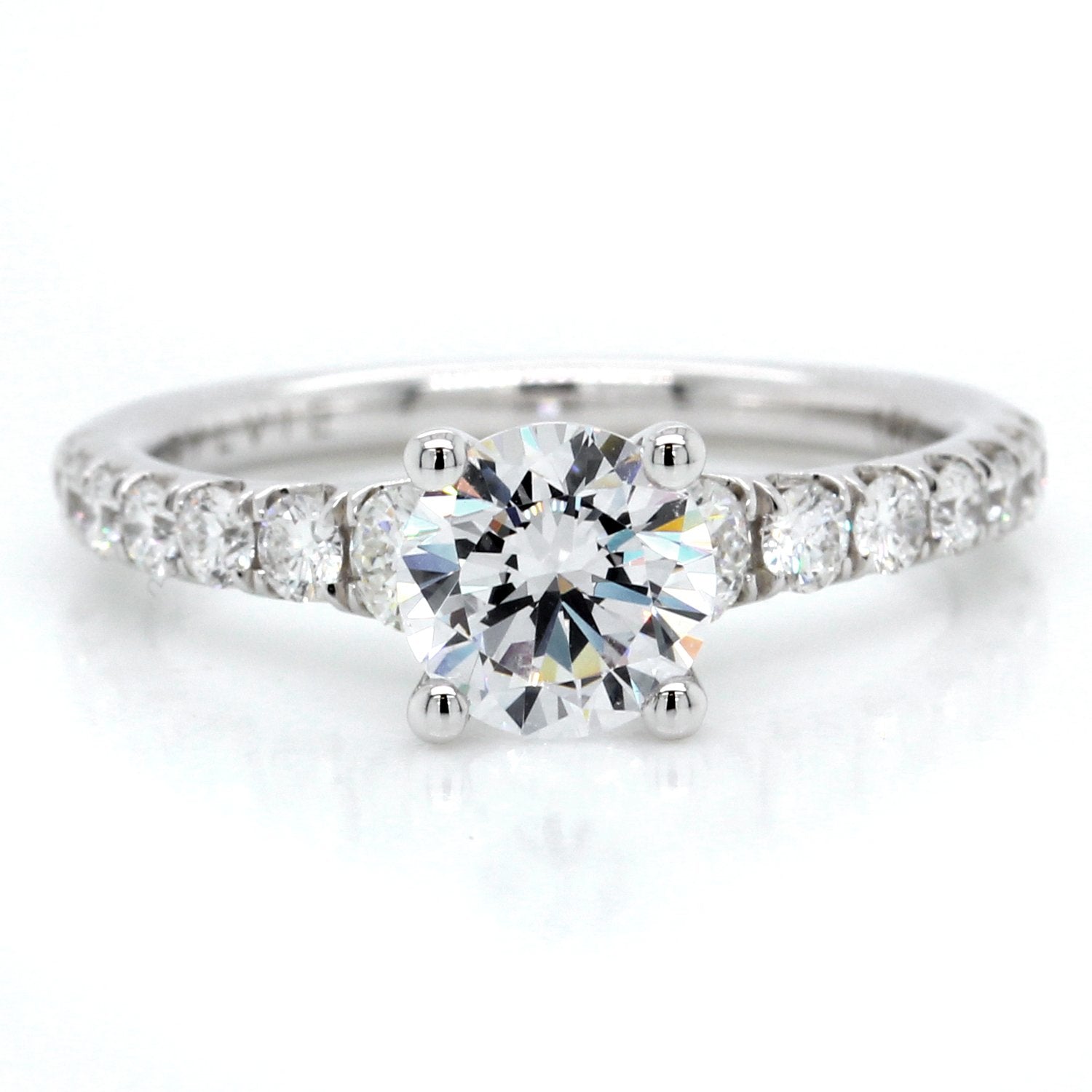 18K White Gold Graduated Shoulder Engagement Ring