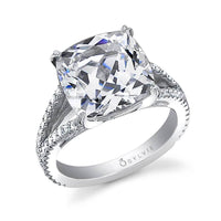 18K White Gold Split Shank Diamond Engagement Ring Setting