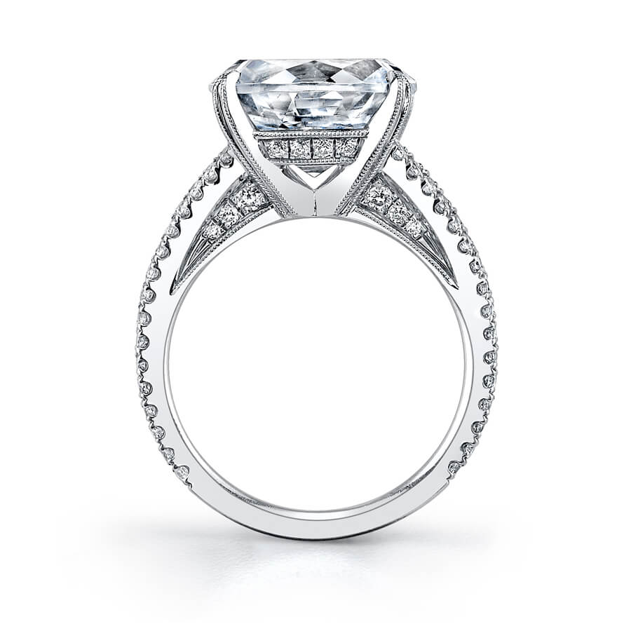 18K White Gold Split Shank Diamond Engagement Ring Setting