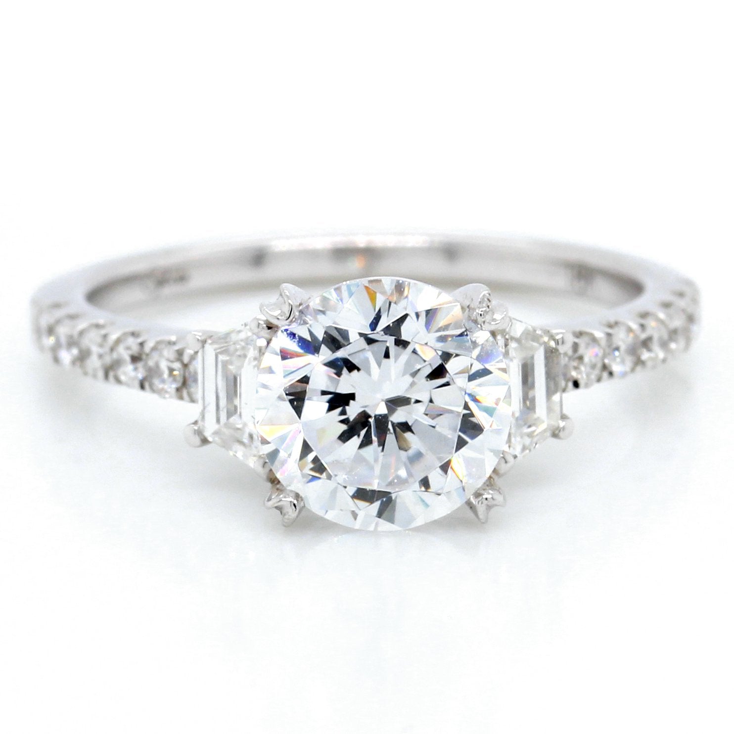 18K White Gold Side Trillian Diamond Engagement Ring