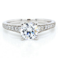 18K White Gold Graduated Shank Diamond Gallery Engagement Ring