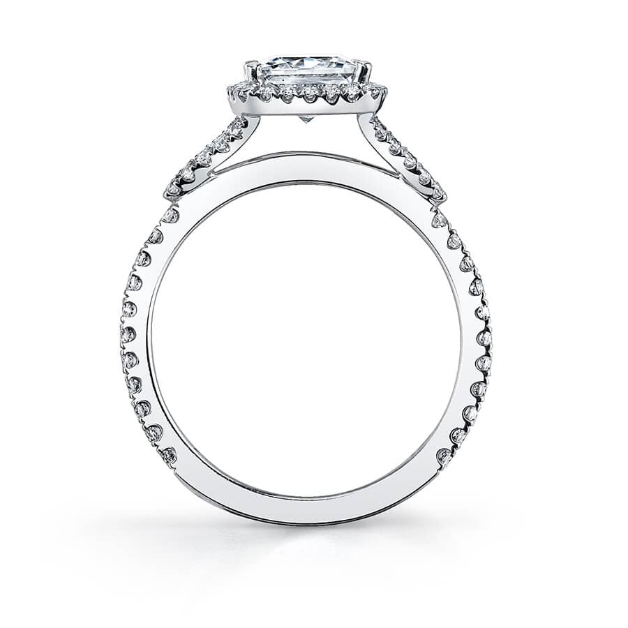 Platinum Cushion Halo Split Shank Diamond Engagement Ring Setting