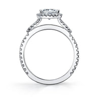 Platinum Cushion Halo Split Shank Diamond Engagement Ring Setting