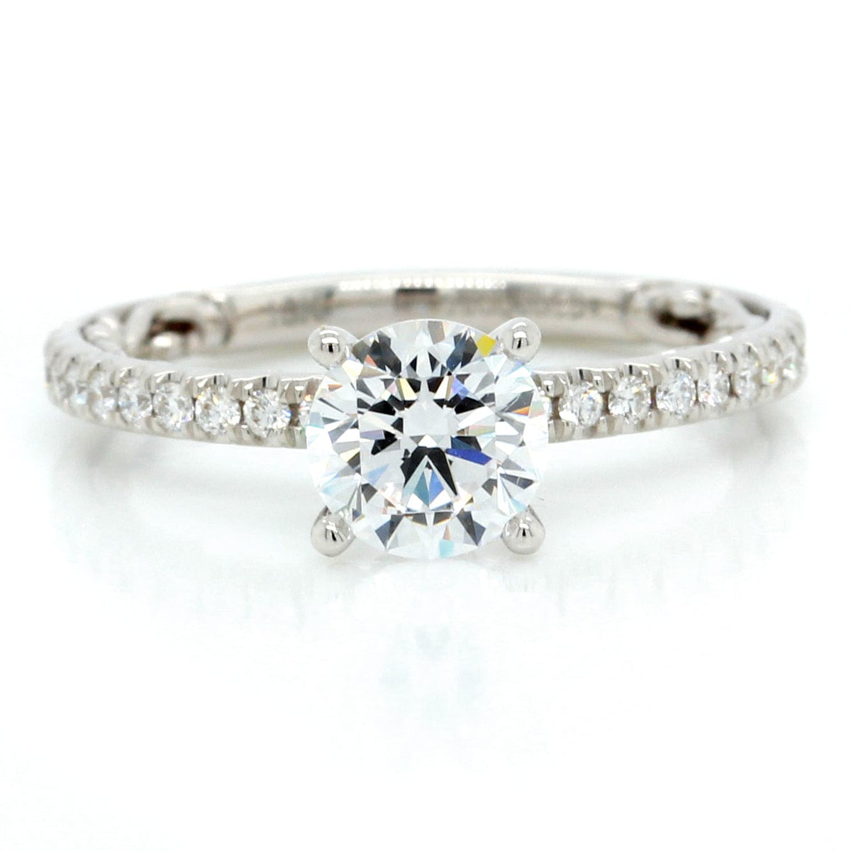 18K White Gold Prong Set Lyric Engagement Ring