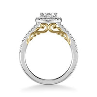 18K White and Yellow Gold Pear Halo Engagement Ring Setting