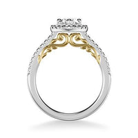 18K White and Yellow Gold Pear Halo Engagement Ring Setting