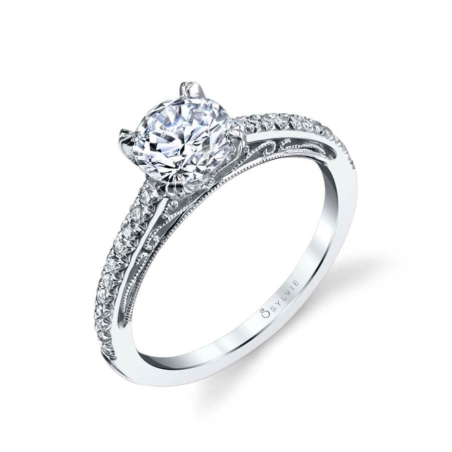 18K White Gold Diamond Engagement Ring Setting