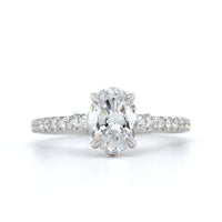 18K White Gold Oval Diamond Engagement Ring Setting