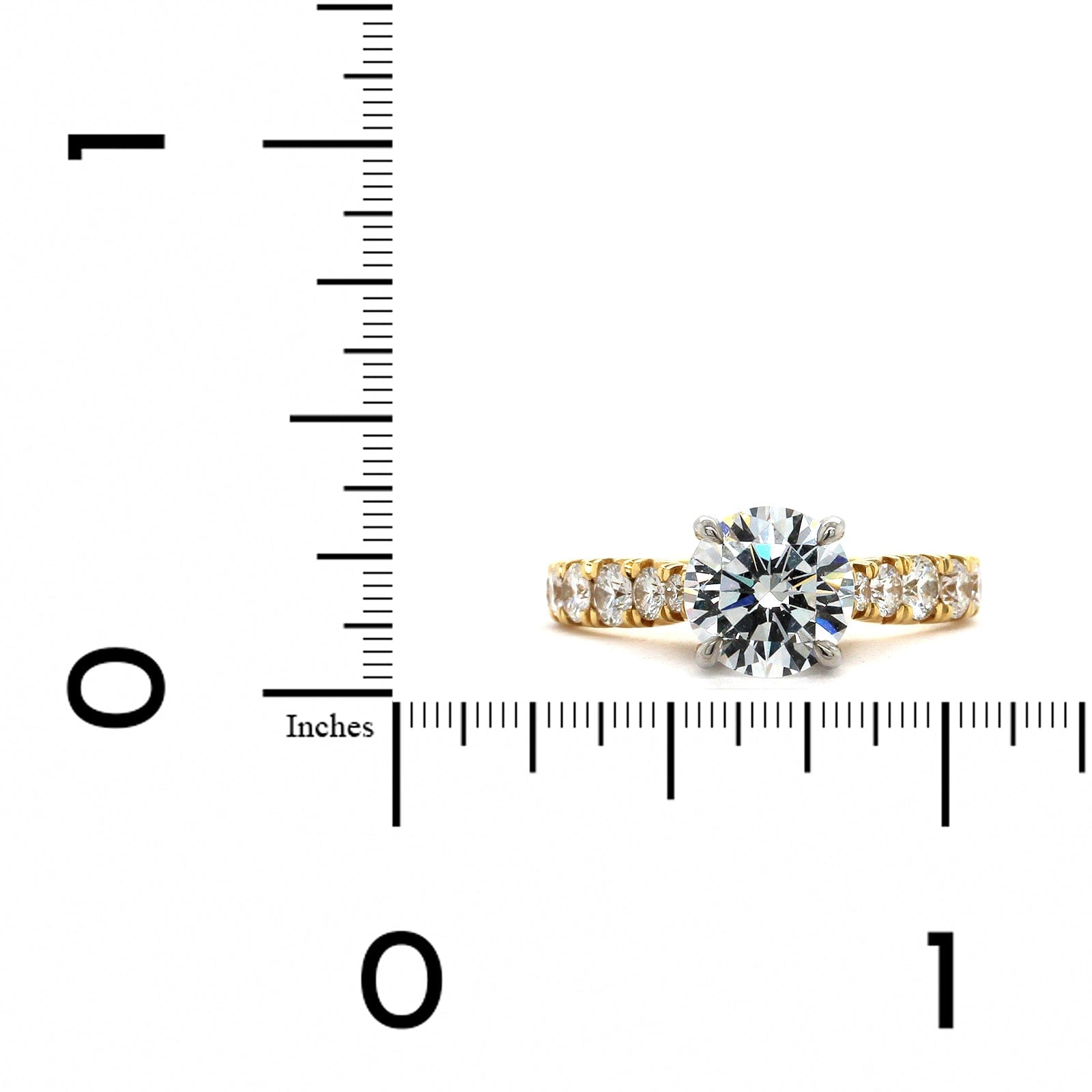 18K Yellow Gold Side Diamonds Engagement Ring Setting
