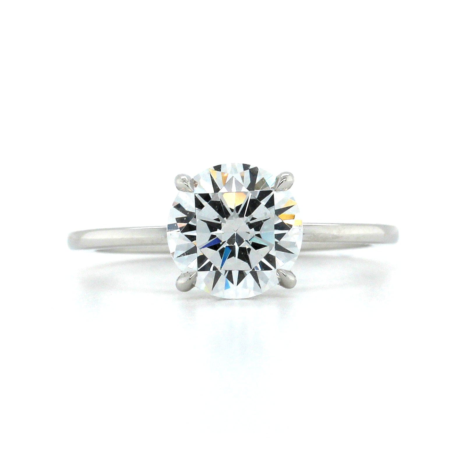 Platinum Solitaire Hidden Halo Engagement Ring Setting