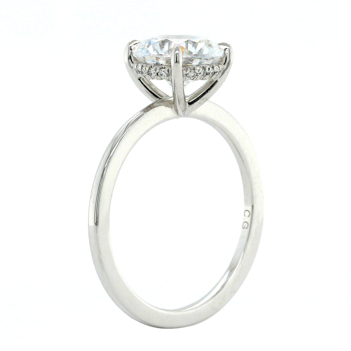 Platinum Solitaire Hidden Halo Engagement Ring Setting