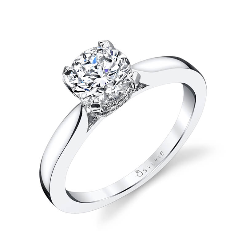 18K White Gold 4 Prong Engagement Ring Setting