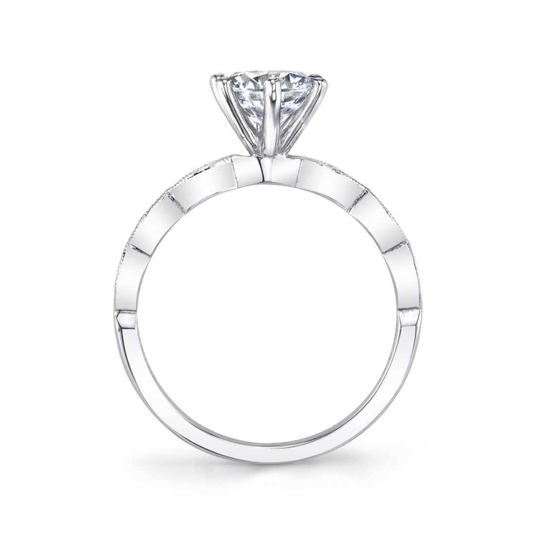 Platinum Bead Diamond Shank Engagement Ring Setting