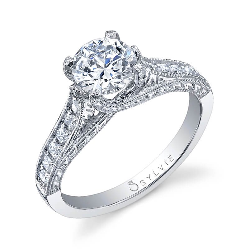 Platinum Vintage Style Engagement Ring Setting