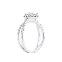 18K White Gold Diamond Halo Split Shank Engagement Ring Setting