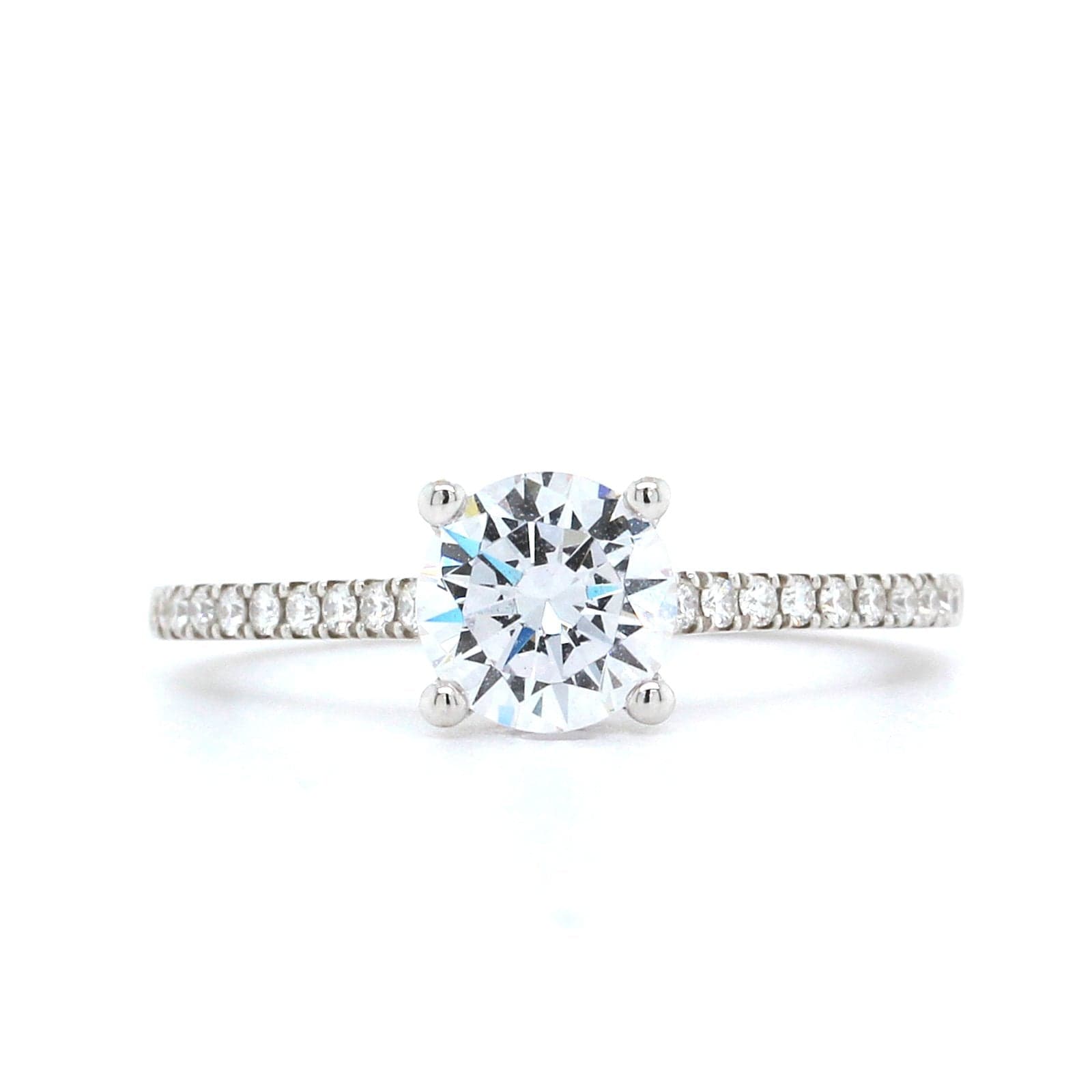 18K White Gold Pave Diamond Engagement Ring Setting