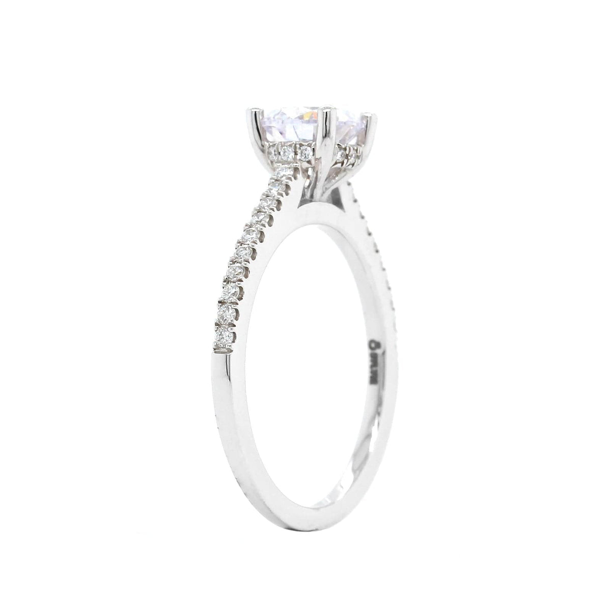 18K White Gold Pave Diamond Engagement Ring Setting