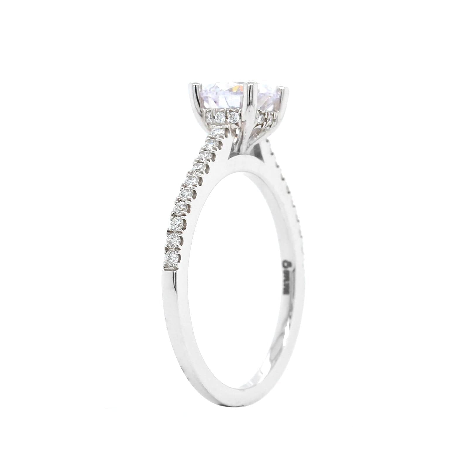 18K White Gold Pave Diamond Engagement Ring Setting