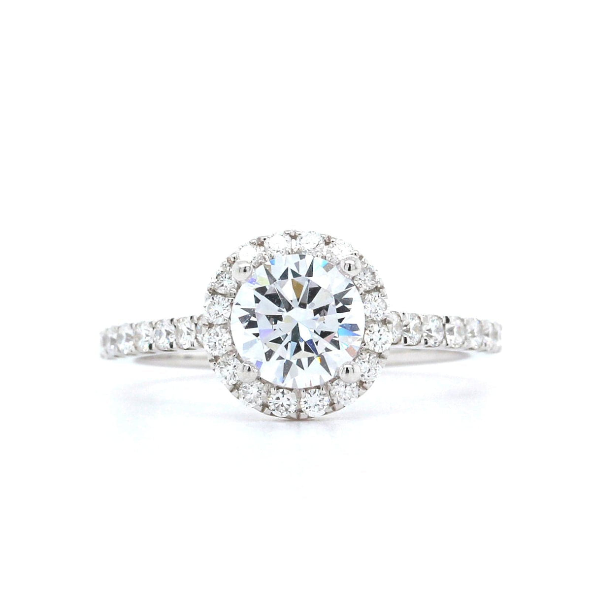 18K White Gold Diamond Halo Engagement Ring Setting