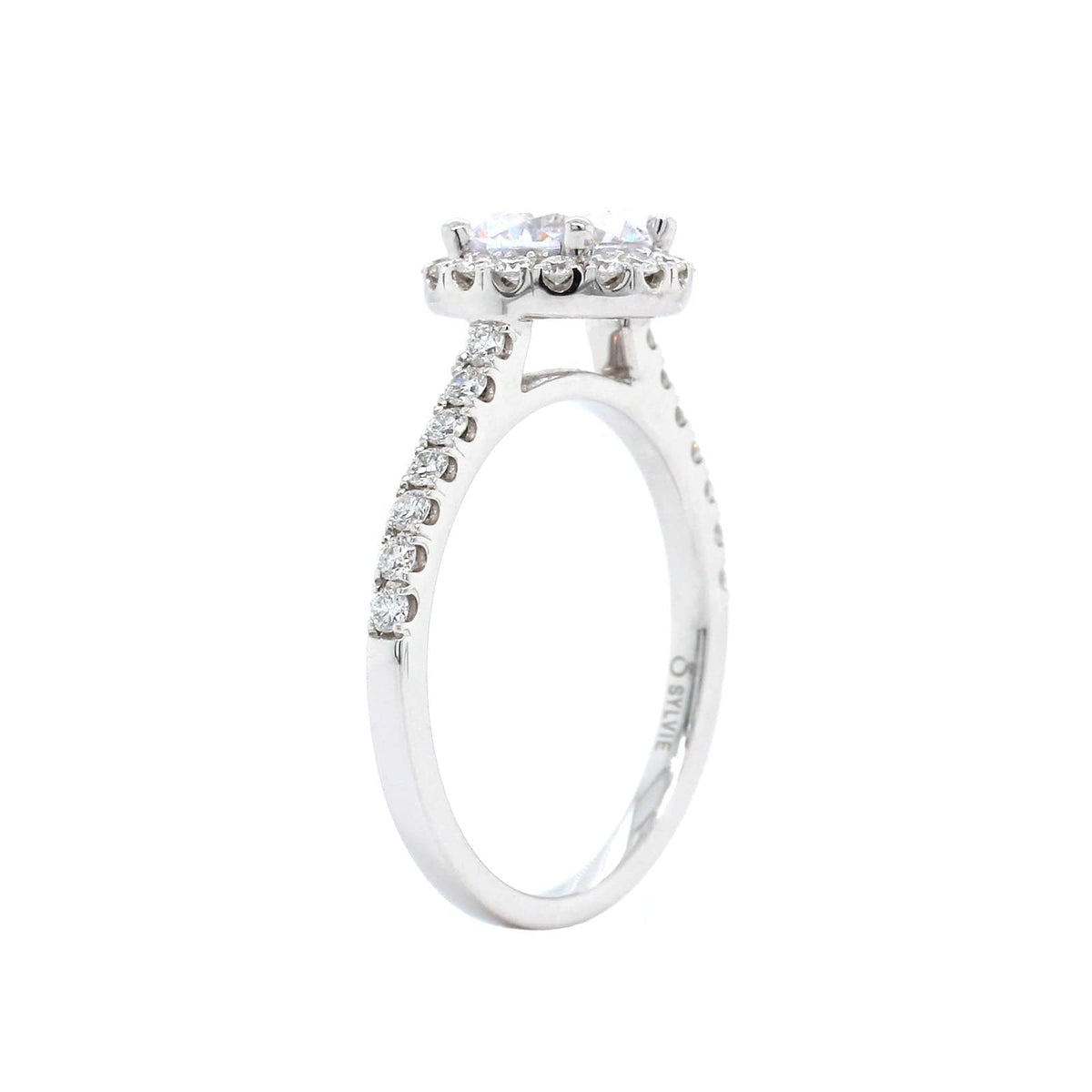 18K White Gold Diamond Halo Engagement Ring Setting