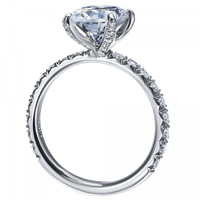 Platinum Shared Prong Oval Diamond Engagement Ring Setting