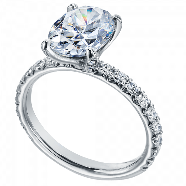 Platinum Shared Prong Oval Diamond Engagement Ring Setting