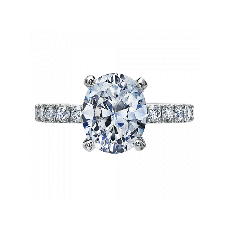 Platinum Shared Prong Oval Diamond Engagement Ring Setting