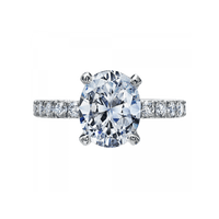 Platinum Shared Prong Oval Diamond Engagement Ring Setting