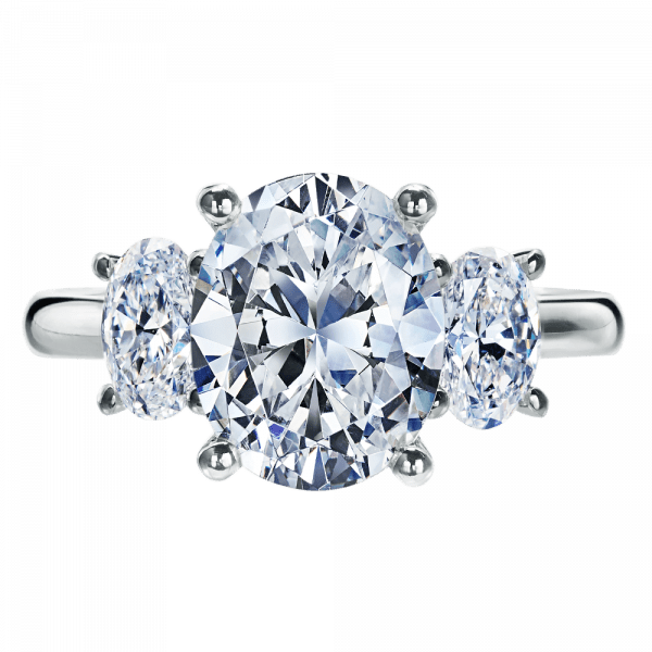 Platinum 3 Stone Oval Diamond Engagement Ring Setting